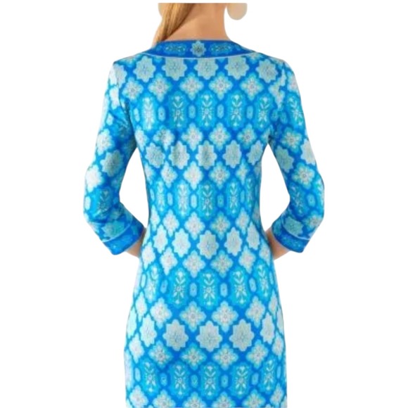 Gretchen Scott Split Neck Jersey Dress Haveli Turquoise XS - Picture 2 of 15